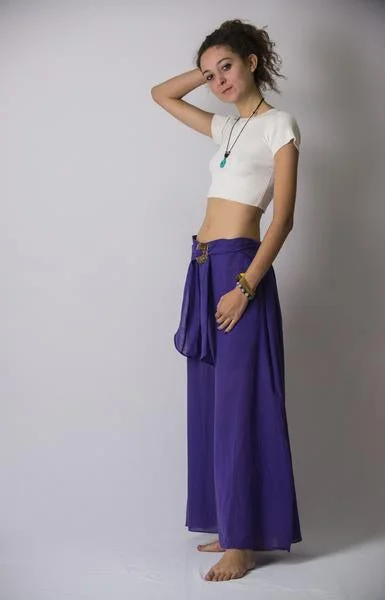 Womens Solid Color Palazzo Pants in Violet Fashionable Work Pants