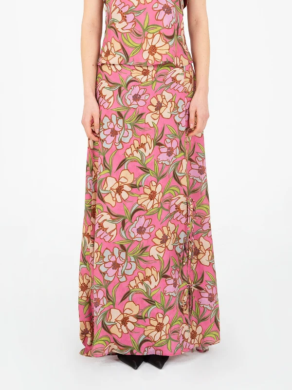Amara Pink Floral Print Skirt floral skirt print