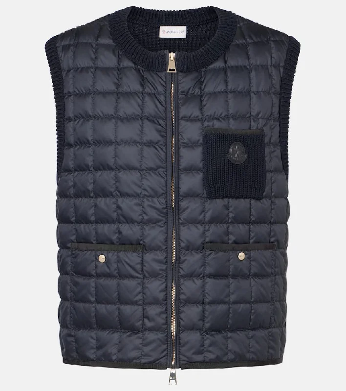 Moncler Cotton-blend down sweater vest Elegant Classic Vintage