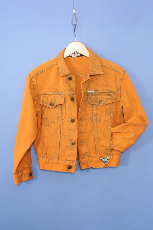 Guess? Overdyed Denim Crop Jacket XS/S Ribbed Jacket Pleated Jacket Ruffled Jacket