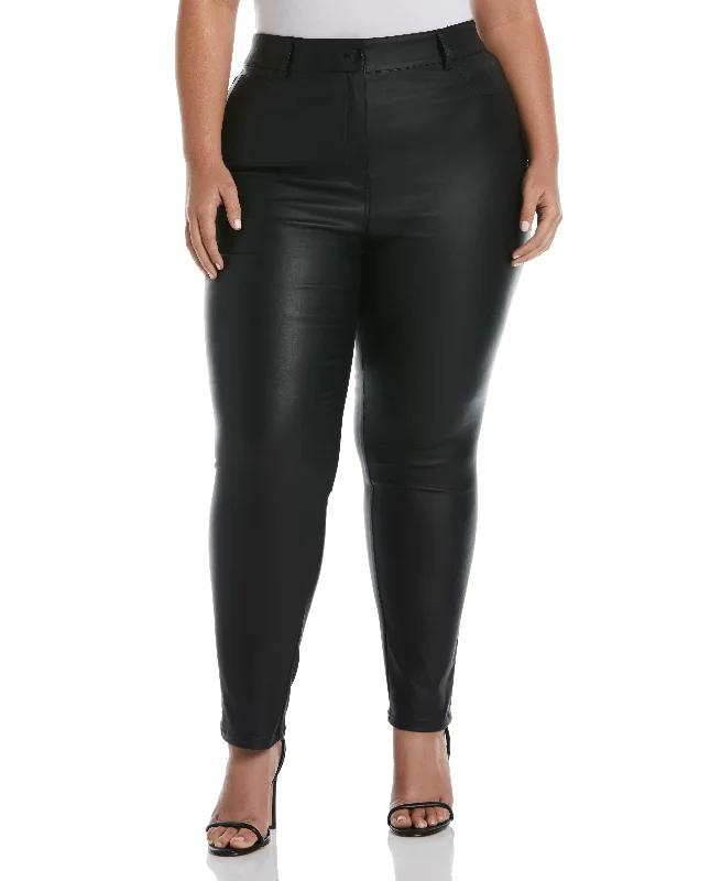 Plus Size 5-Pocket Coated Twill Pant Chic Wool Trousers