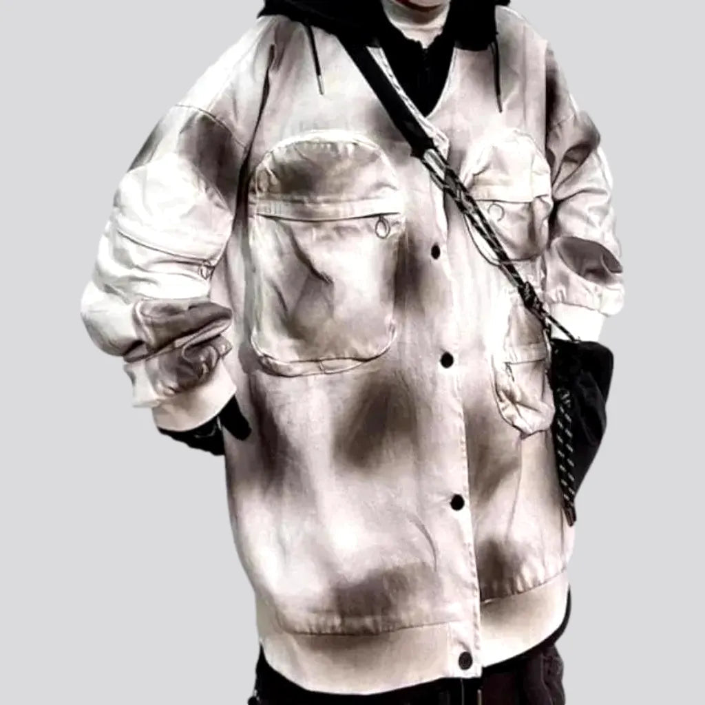 Boho style men's jeans jacket Mesh Jacket Canvas Jacket Denim Jacket