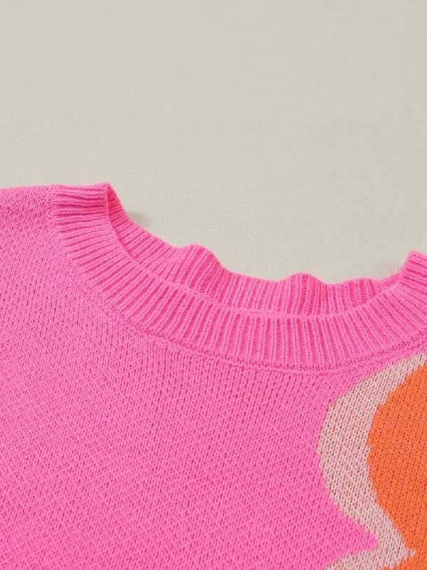 Bright Floral Knit Sweater Sweater Knitwear Pullover