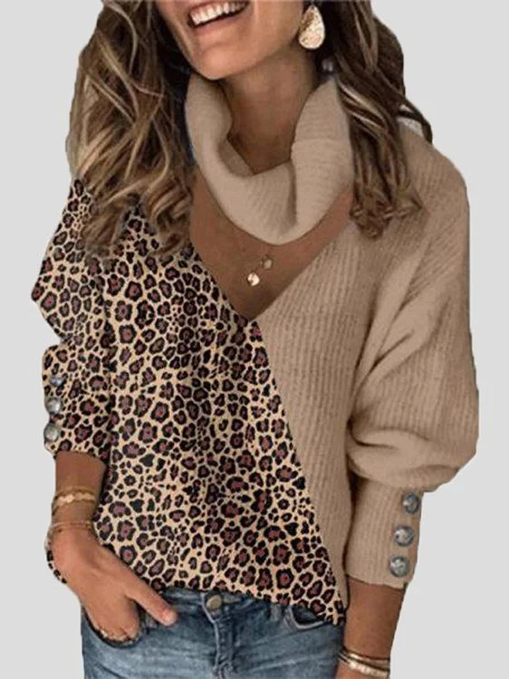 Button-Up Knitted Sweater with Lace Detail Mesh Blend Leather Blend Suede Blend