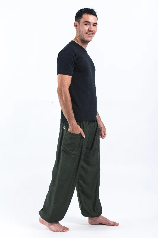 Unisex Solid Color Harem Pants in Green Stylish Harem Pants