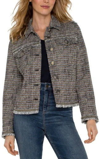 Trucker Jacket W/ Fray Seaming Bomber Jacket Anorak Windbreaker