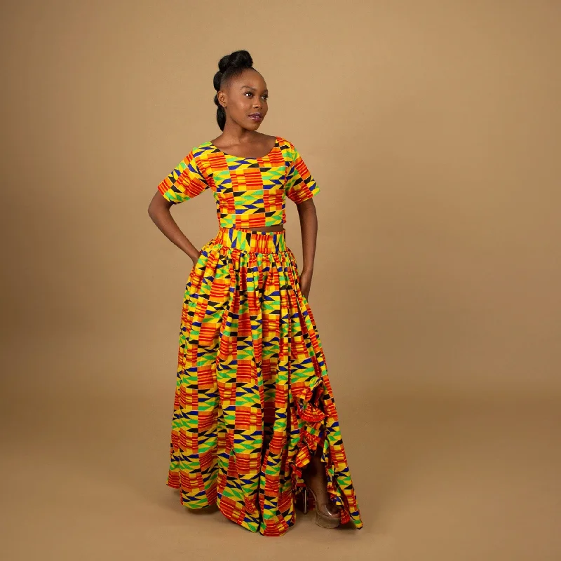 Efya Kente Top and Maxi Skirt Set corduroy skirt cozy