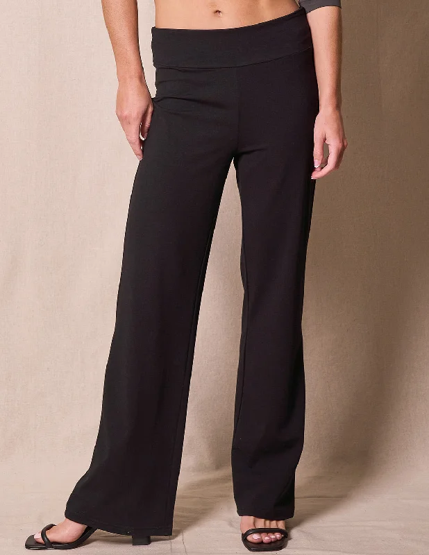 Bamboo / Organic Cotton Classic Straight Leg Pants - Black Fashionable Sporty Pants