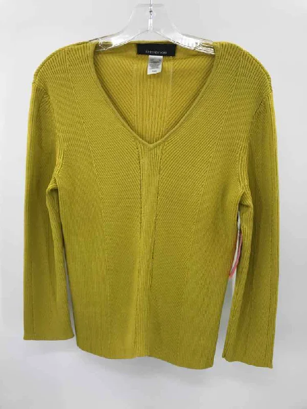Pre-Owned Jones NY Yellow Size Medium Sweater Hooded Sweater Collared Sweater Shawl Collar
