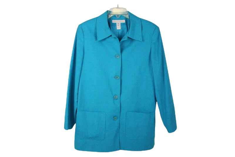 Jessica Holbrook Blue Jacket | L Herringbone Jacket Checkered Jacket Solid Jacket