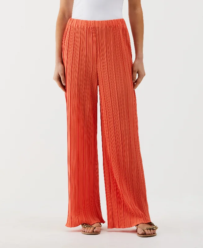 Petite Plisse Wide Leg Ankle Pant High-Waist Jogger Pants