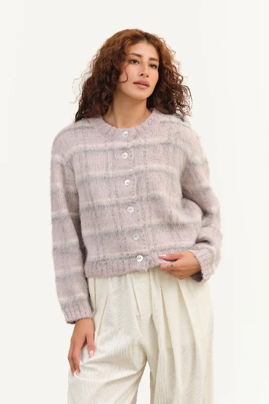 Cardi Sweater Real Fur Shearling Chenille