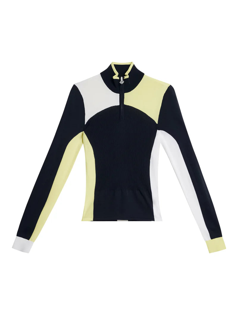 J.LINDEBERG Women Deborah Zip Sweater Ribbed Striped Patterned