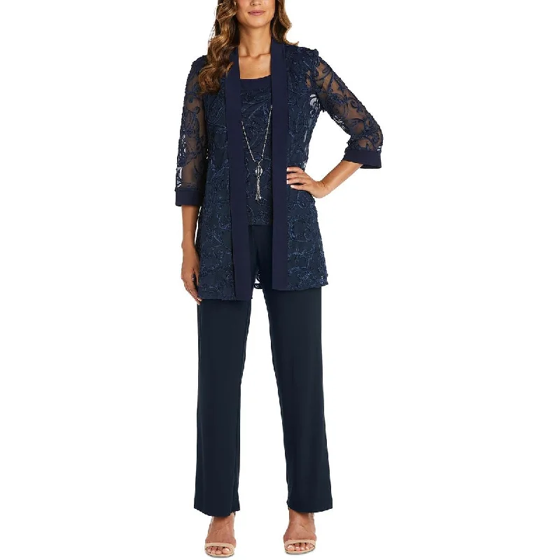 R&M Richards Womens Petites 2PC Jacket Pant Suit Corduroy Jacket Velvet Jacket Brocade Jacket
