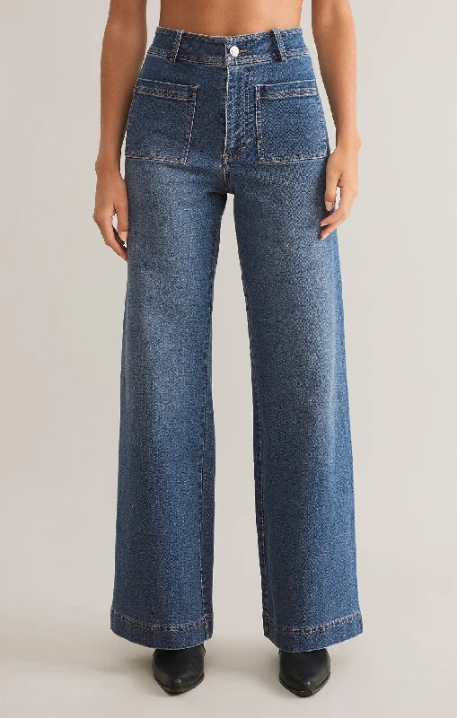 Bradley Denim Pant Vintage Indigo Stylish Paperbag Waist Pants