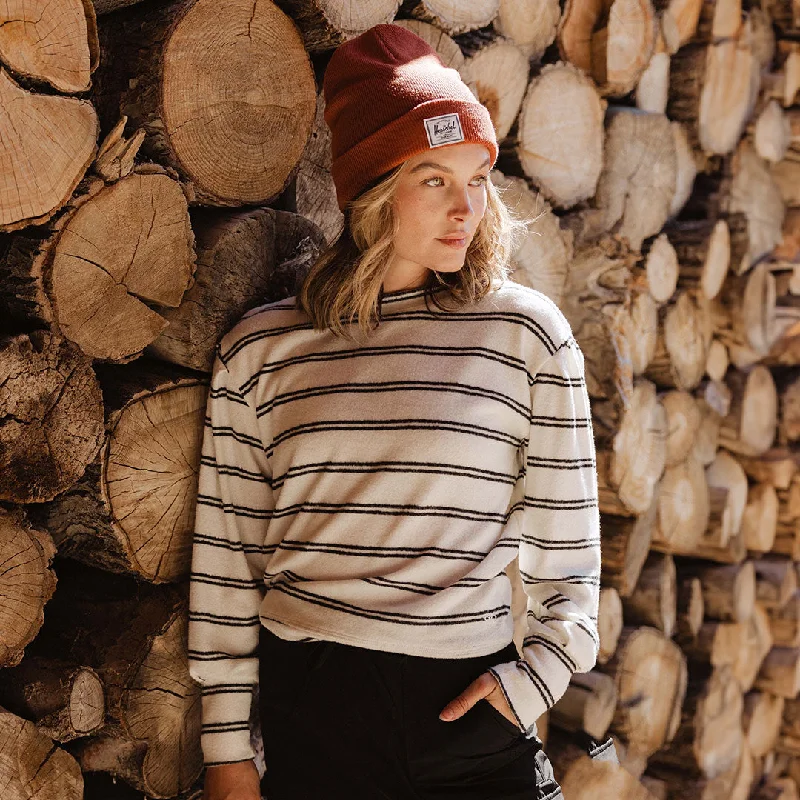 Long Sleeve Sweater, Cream and Black Stripe Wool Sweater Cotton Sweater Cashmere Sweater