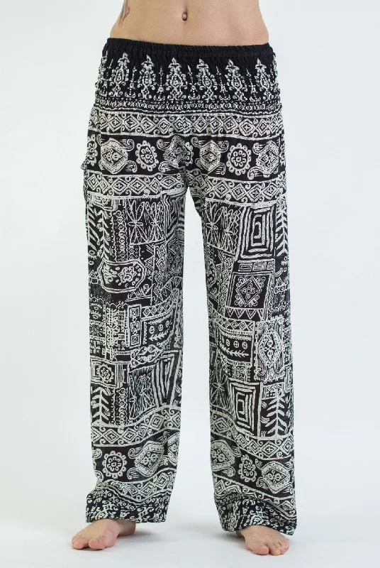 Unisex Tribal Prints Harem Pants in Black Soft Stretch Pants