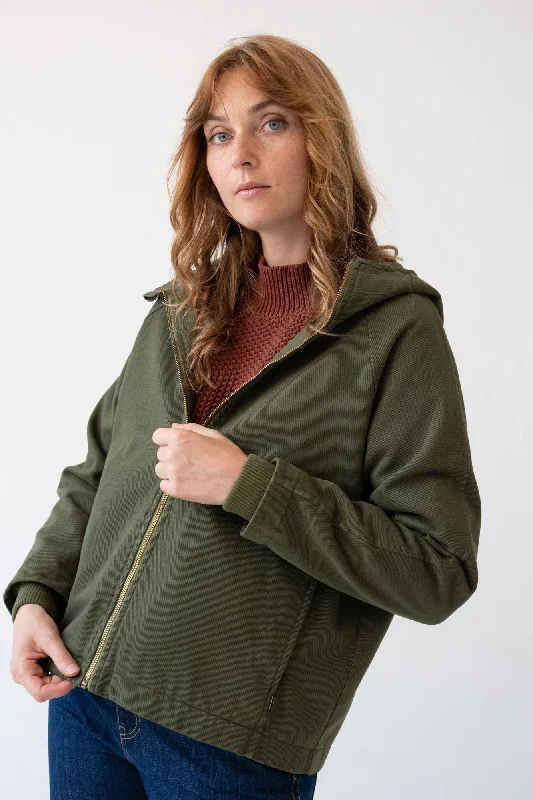 Turina Jacket Organic Cotton in Olive Green Anorak Shell Jacket Lightweight Jacket