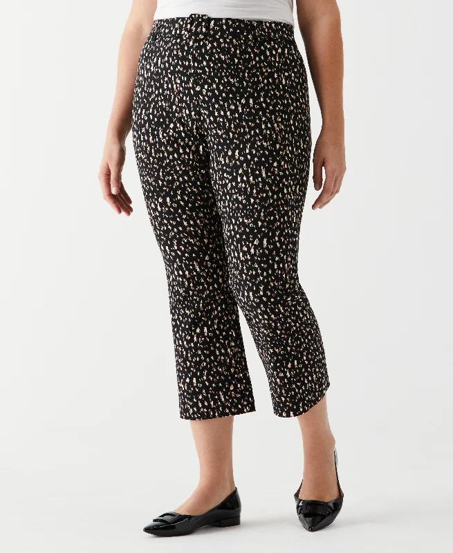 Plus Size Printed Crop Boot Cut Pant with Belt Lightweight Jogger Pants