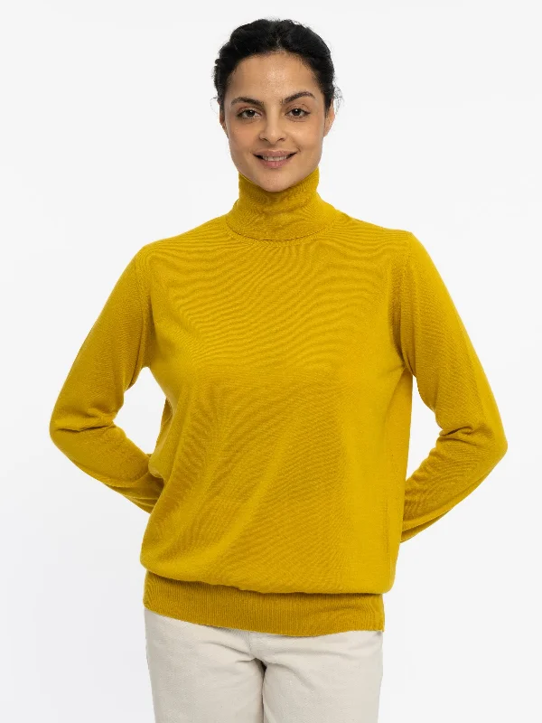 THE SUPER LIGHT ROLLNECK SWEATER | TURMERIC Notch Collar Peter Pan Collar Cowl Neck