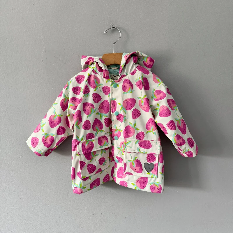 Hatley / White x strawberry rain jacket / 12-18M Wool Jacket Cashmere Jacket Tweed Jacket