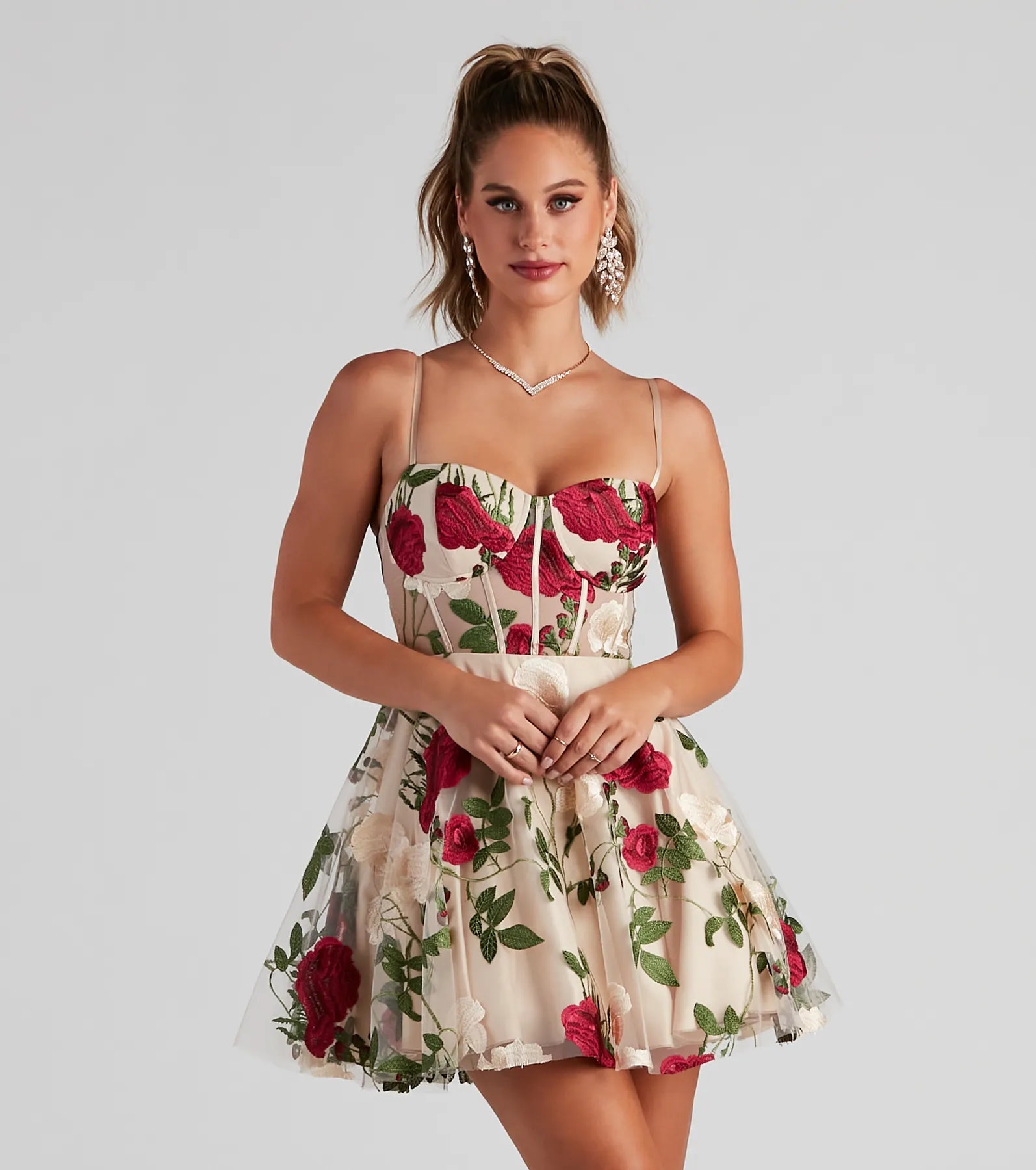 Darcie Floral Bustier Party Dress Tunics Versatile stylish