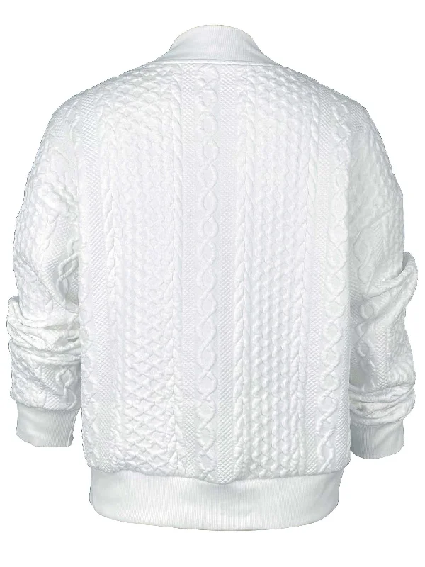Cable Knit Zip-Up Sweater Jacket Zippered Front Buttoned Front Snap Front
