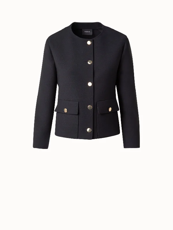 Double-Face Wool Jacket with Gold Buttons Fitted Jacket Loose Jacket Oversized Jacket