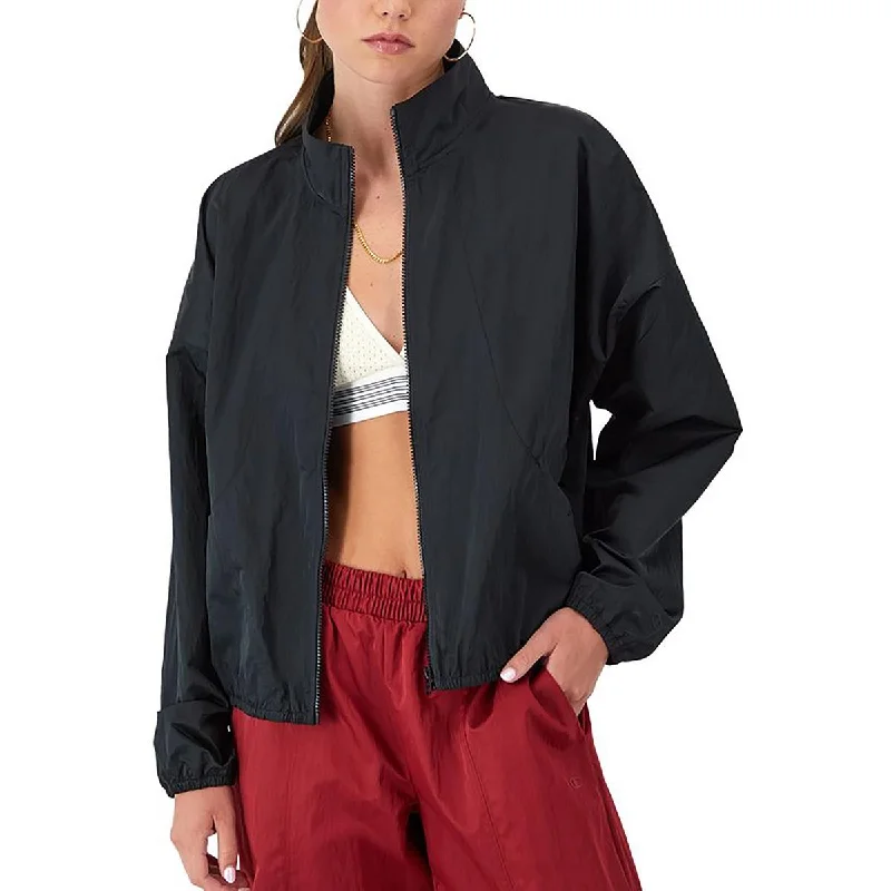 Champion Womens Workout Training Zip-Up Jacket Denim Fabric Leather Fabric Suede Fabric