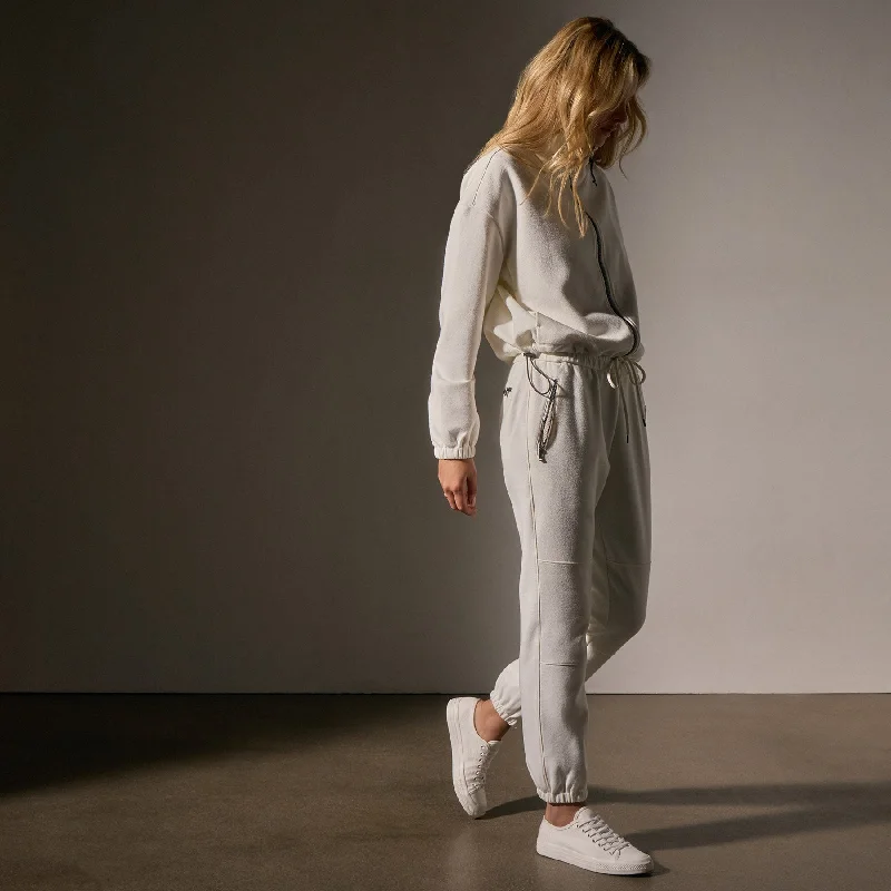 Matte Scuba Track Pant - Ivory Relaxed Casual Leggings
