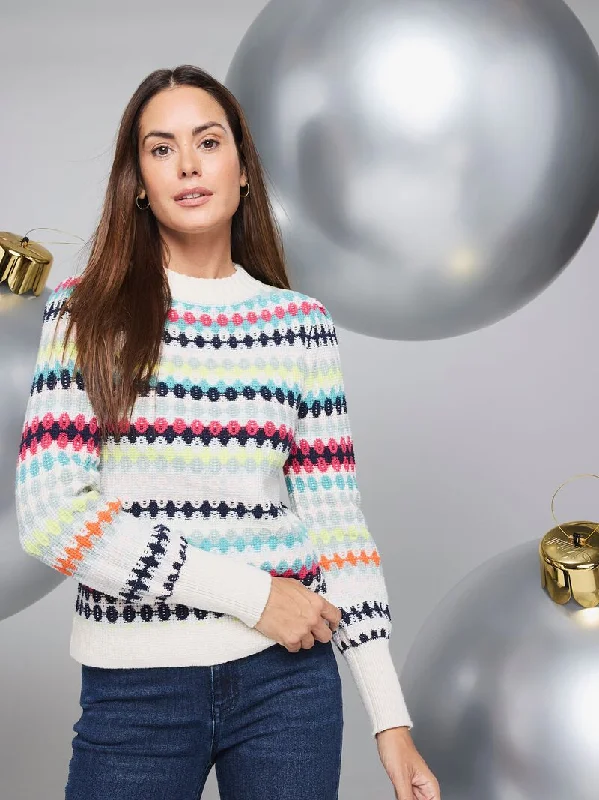 NIC+ZOE Pattern Waffle Stitch Sweater Satin Blend Silk Blend Wool Blend