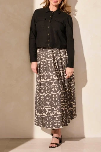 L/S Botton Front Jacket W/ Chest Pockets Print Jacket Jacquard Jacket Patchwork Jacket