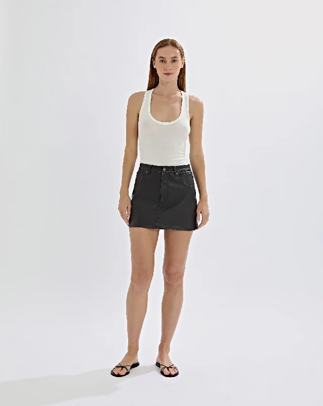 Adrian Mini Skirt Vintage Black leather skirt bold