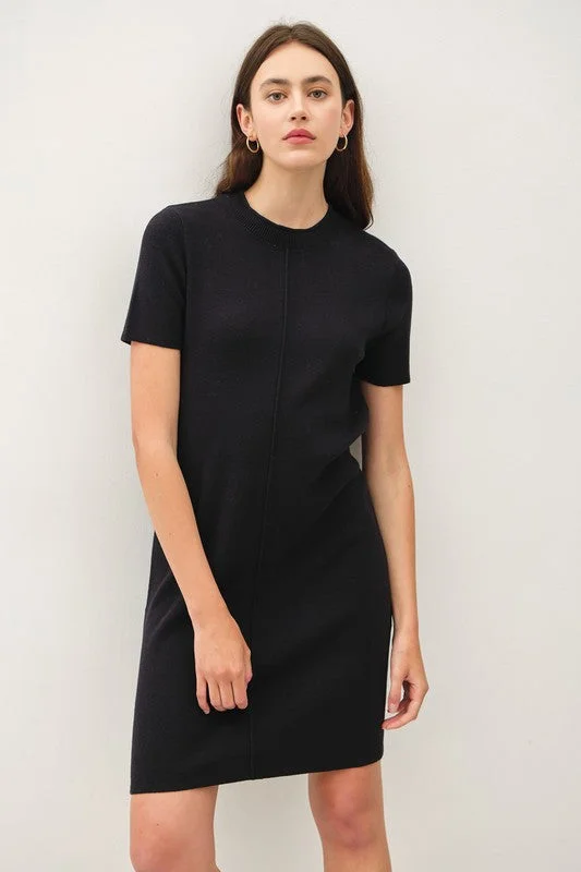 Raw Hem Sweater Dress Tailored Straight A-Line