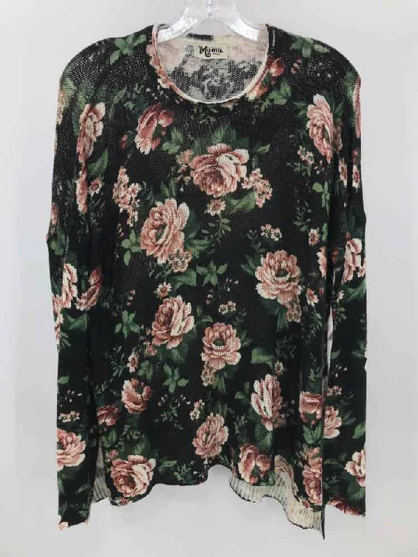 Pre-Owned Show Me Your Mumu Black Size Small Floral Sweater Chenille Blend Fleece Blend Nylon Blend