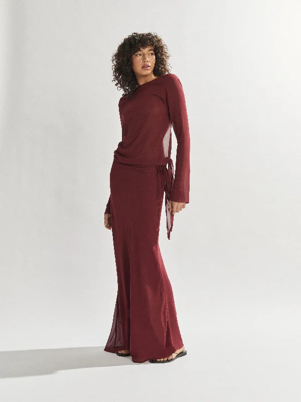 Maxine Maxi Skirt Burgundy cashmere skirt rich