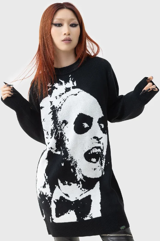 Ghost With The Most Intarsia Sweater Transparent Opaque Sheer