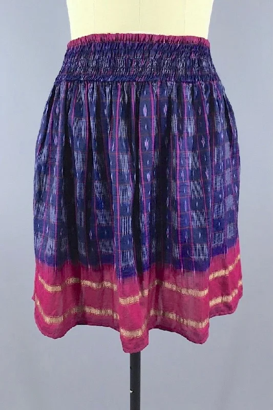 Blue & Pink Indian Silk Sari Skirt chiffon skirt floaty