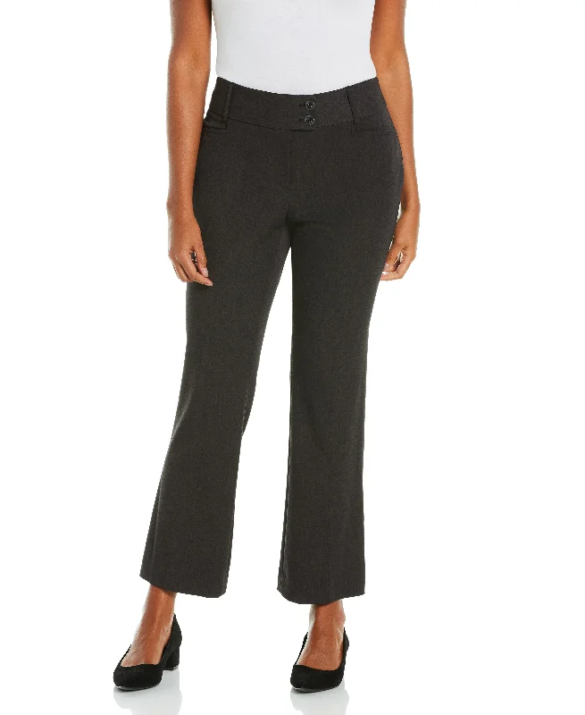 Petite Gabardine Bootcut Pant Short - Curvy Fit Soft Wool Pants