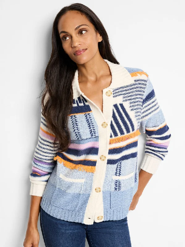 NIC+ZOE Pattern Play Sweater Jacket Ribbed Striped Patterned