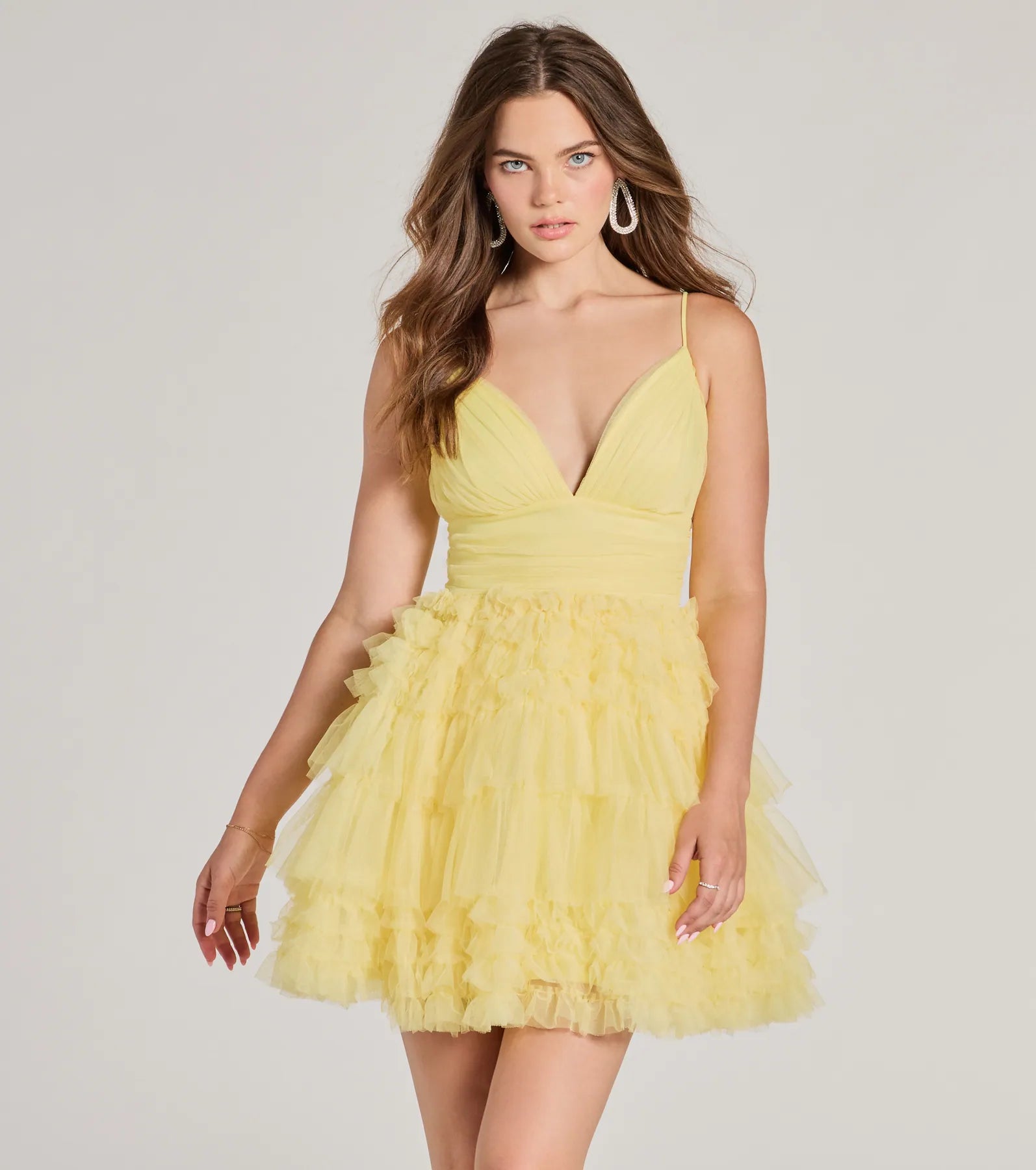 Katalina V-Neck Ruffle A-Line Party Dress Tunics Fall fleece