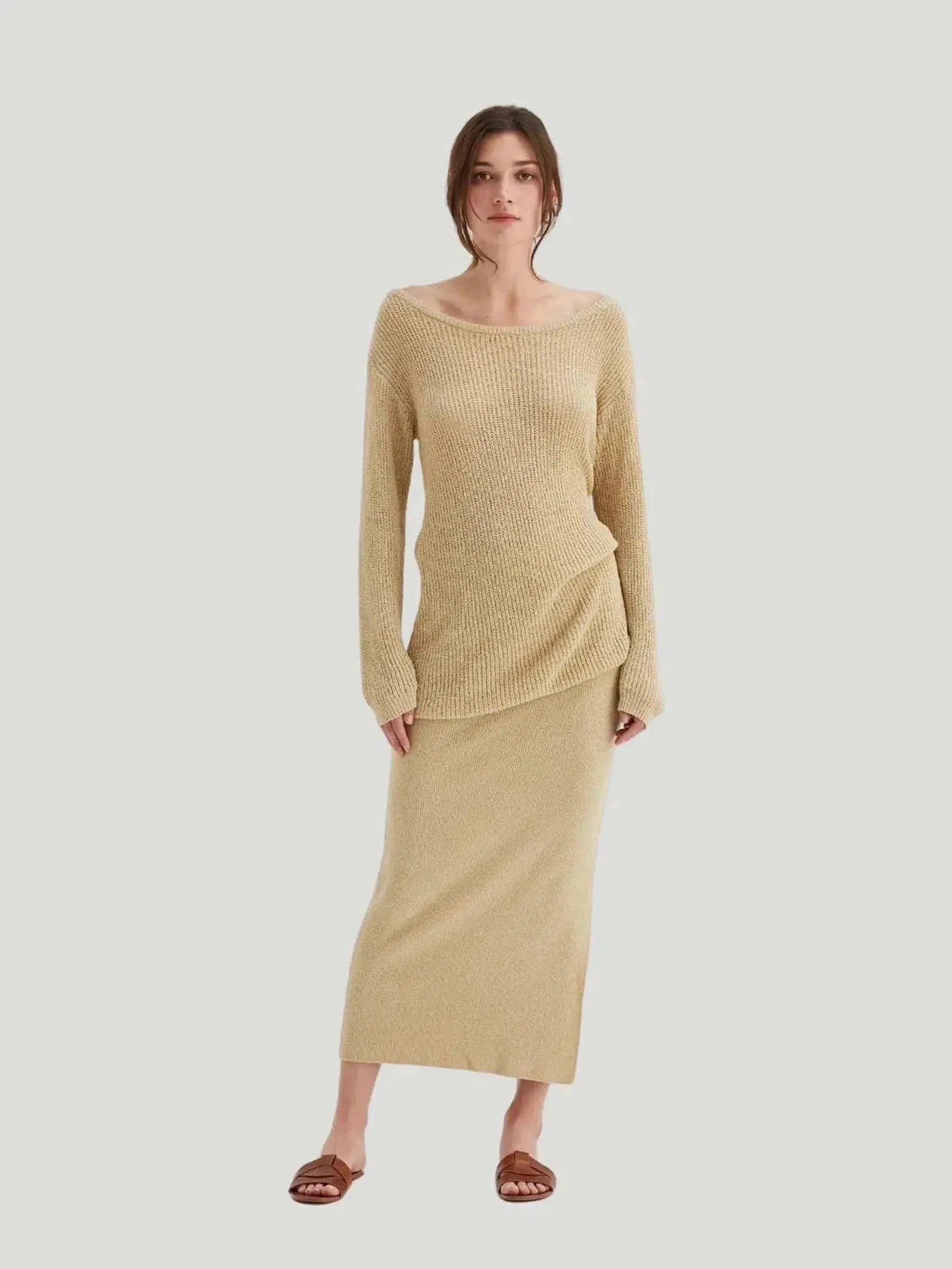 Crescent Ceci Knit Skirt velvet skirt glossy