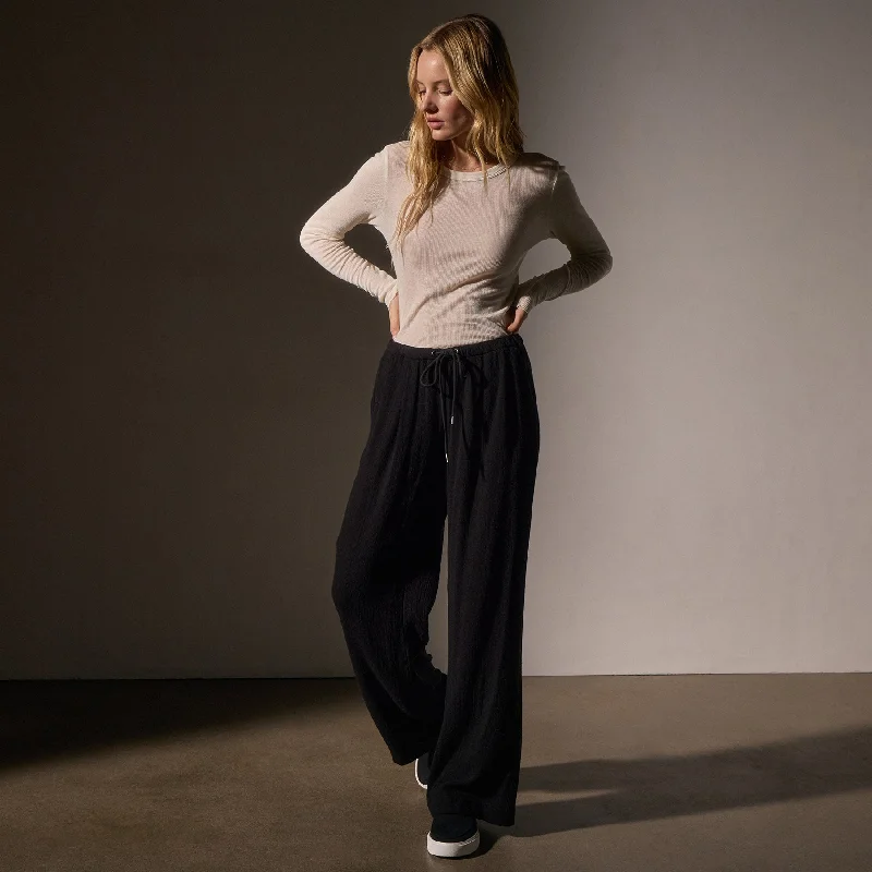 Pleated Wool Blend Pant - Black Trendy Tapered Pants