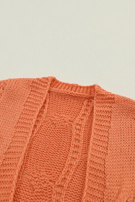 Cable Knit Sweater Toggled Drawstring Belted