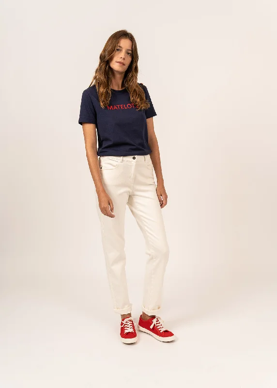 Patricia straight pants - elastic waist, in cotton stretch (CRAIE) Chic Checkered Pants
