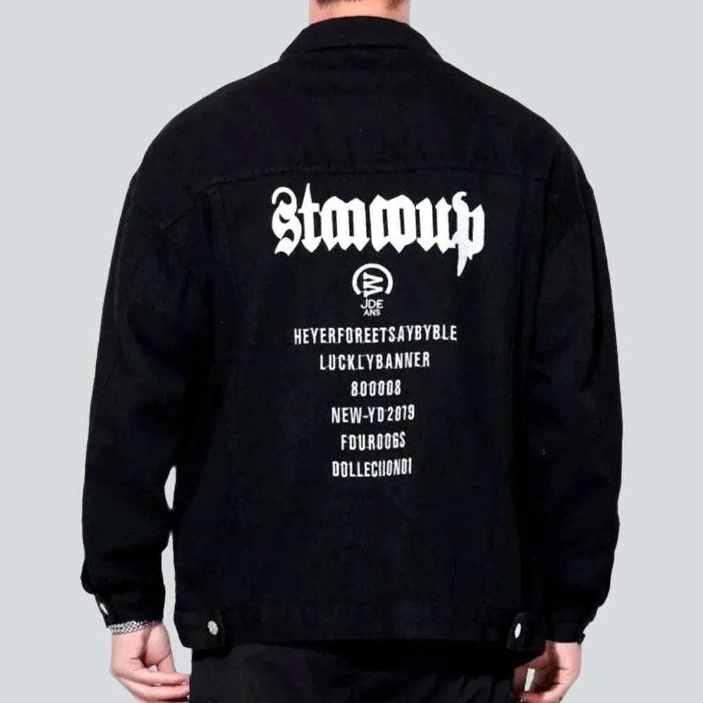 Back-print regular men's jean jacket Cardigan Sweater Pullover