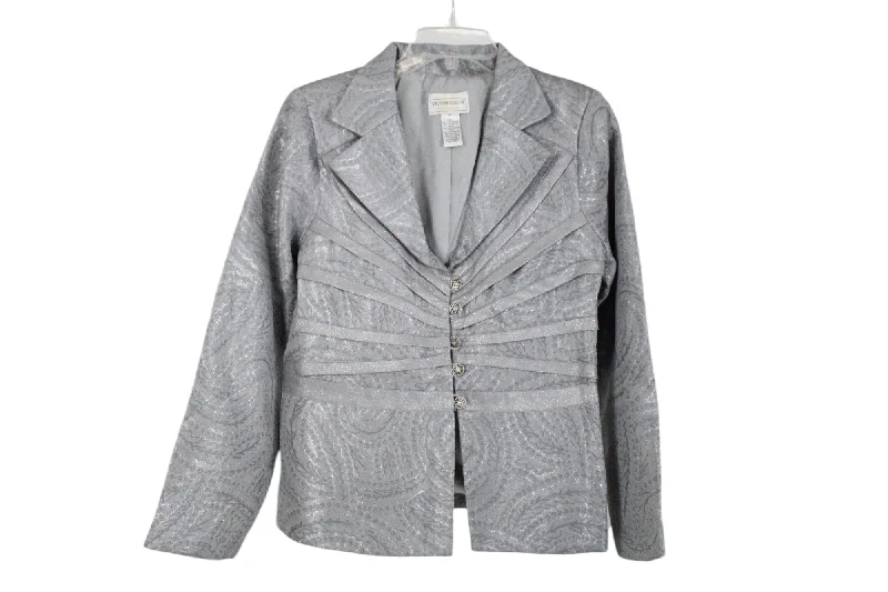 Victor Costa Occasion Silver Blazer Jacket | M Mesh Jacket Canvas Jacket Denim Jacket