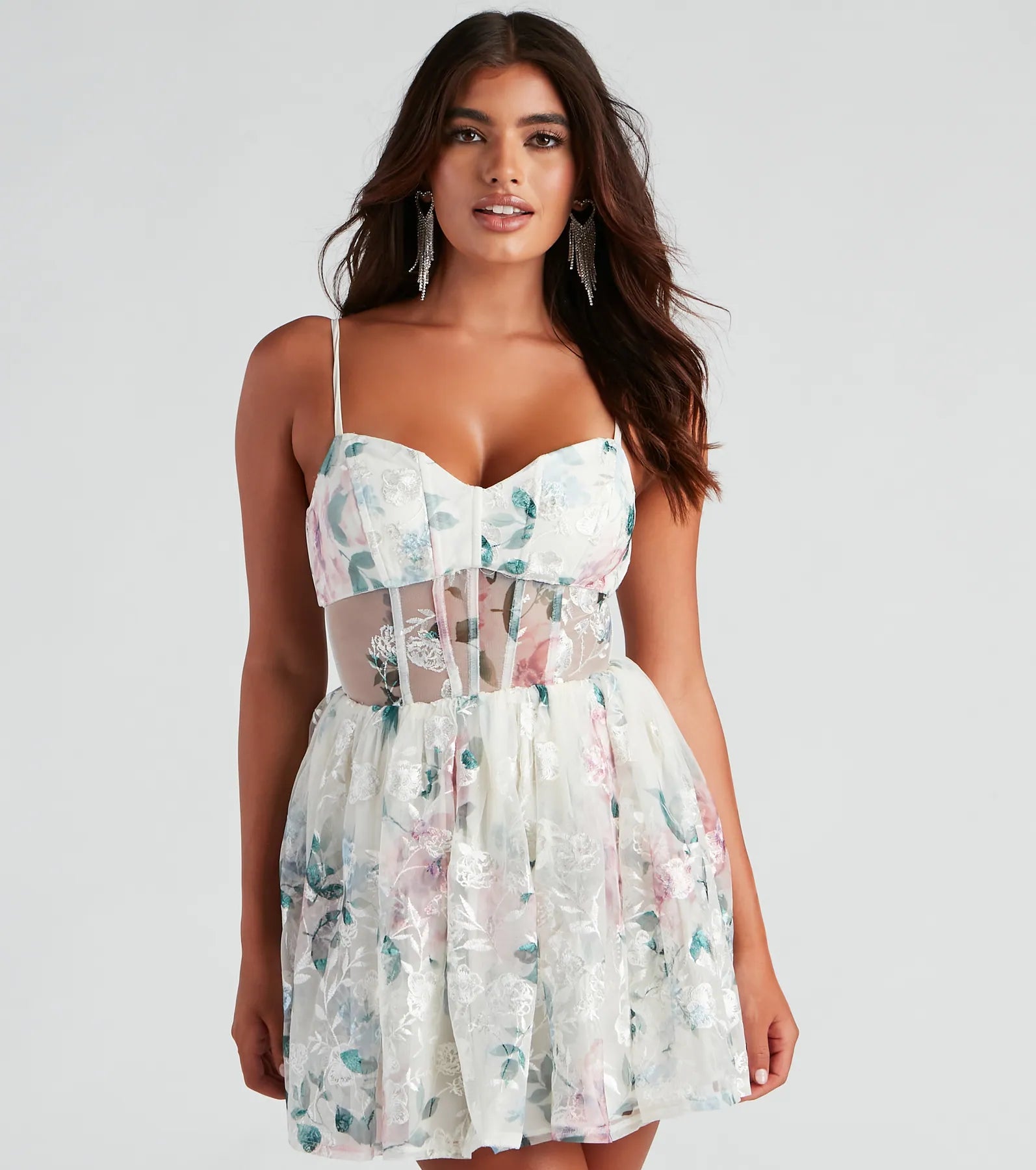 Gabriella Floral Mesh Party Dress Tunics Travel practical