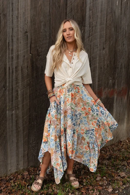 The Nest Swing Of Things Pocketed Midi Skirt - Floral seamless skirt comfort