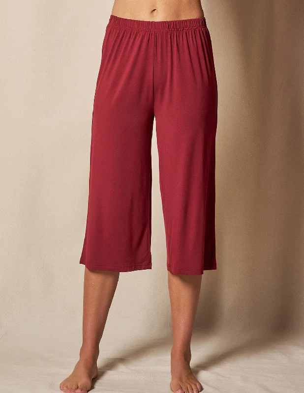 Bamboo Capri Pajama Pants - Burgundy Chic Black Leggings